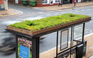 A living roof bus shelter in Leicester.