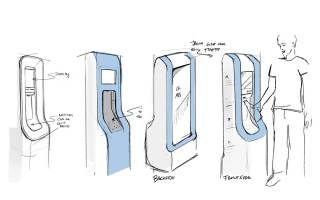 Sketch idea from a first year student, showcasing how we can use our Adshel live panels as water fountains.