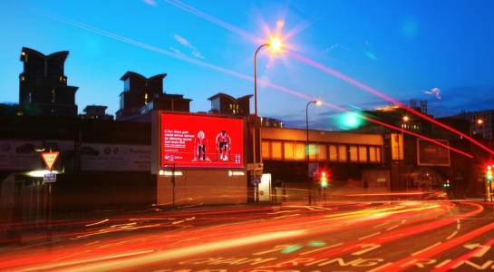 A digital roadside billboard that was launched as part of a new network in 2008