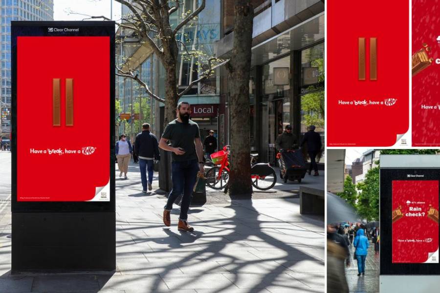 Collection of Kit Kat's Adshel Live adverts on high streets