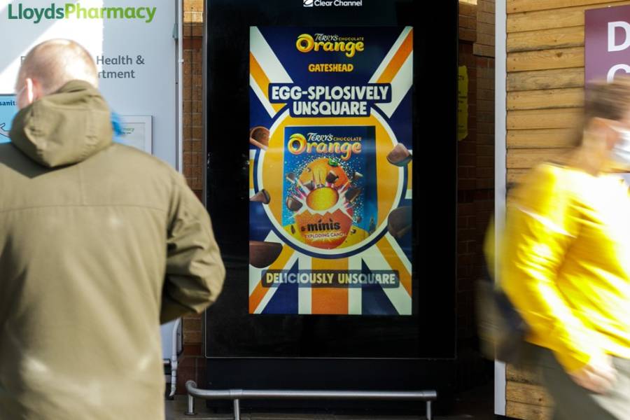 Terry's Orange advert on a poster outside Sainsbury's