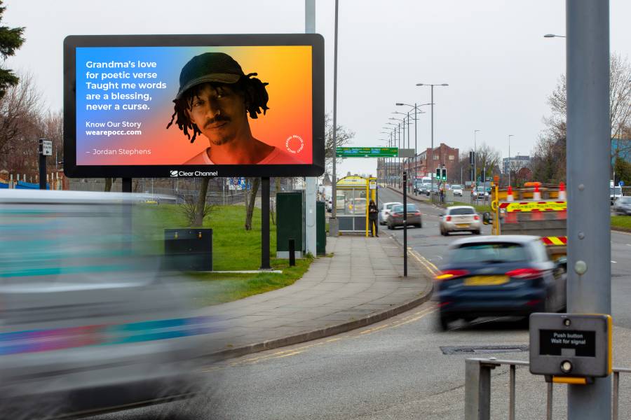 A billboard live panel advertising our campaign with Pocc.