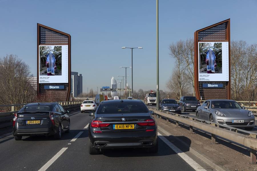 Chiswick Towers Storm site showing Clear Channels' Artists In Residence campaign