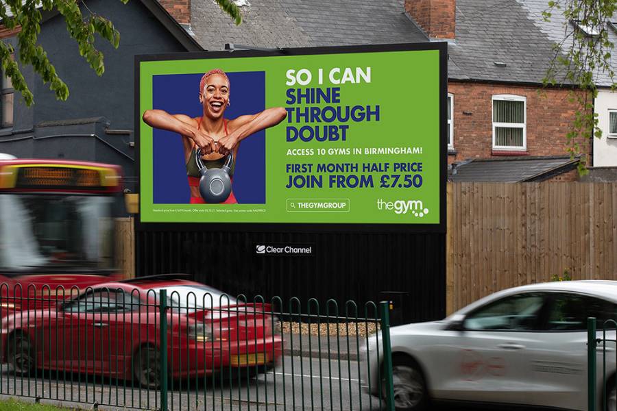 Large billboard showing ad for The Gym Group