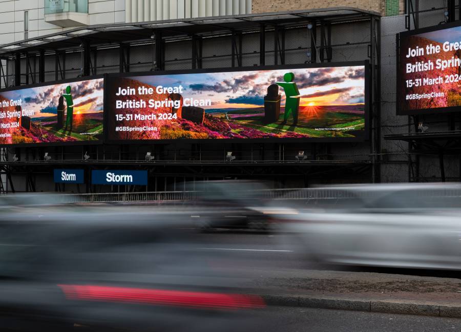 The great British spring clean campaign which is running on our large storm screen.