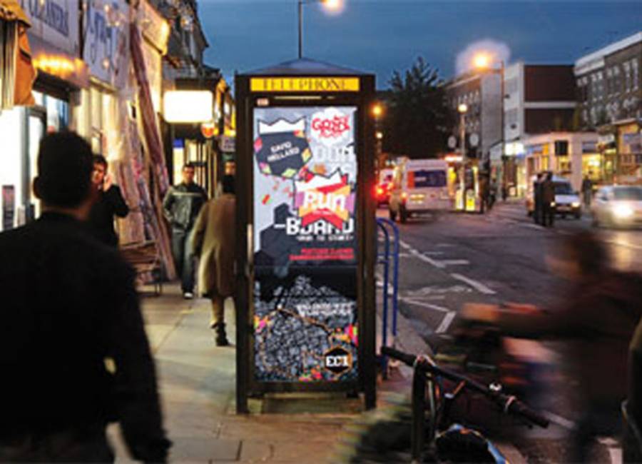 Phone box showing ad for Nike