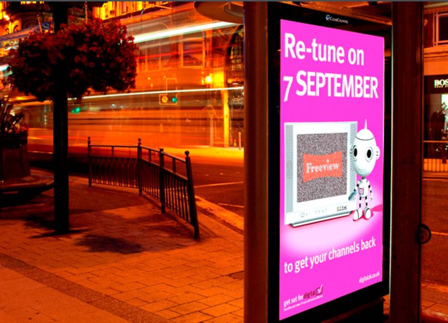 Clear Channel Billboard showing ad for Freeview