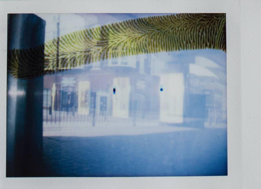 A polaroid of a street