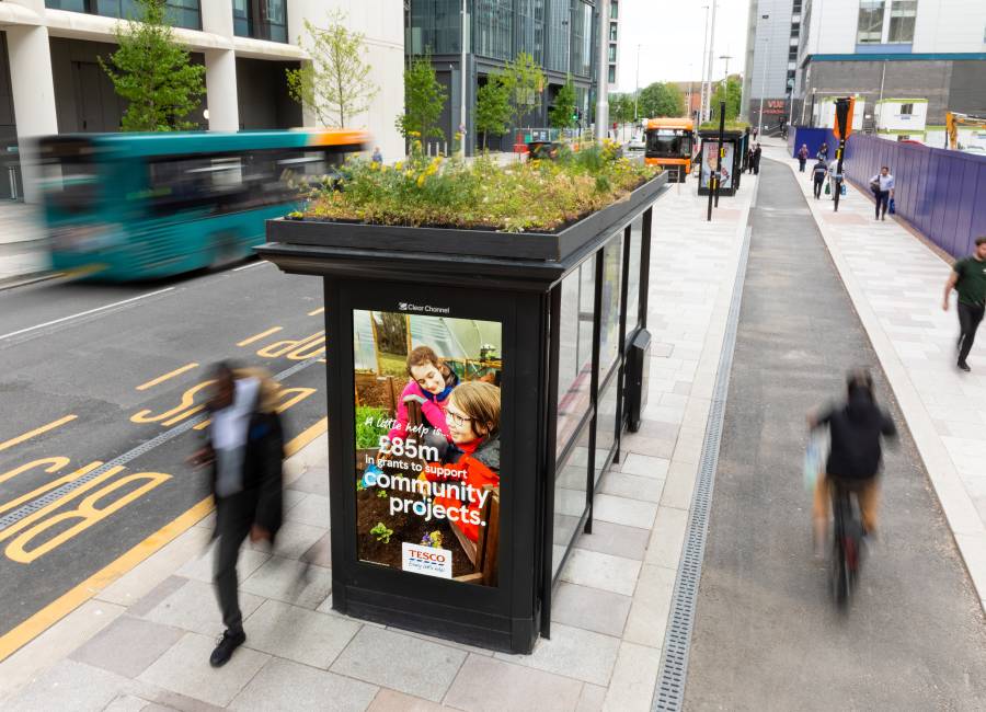 A living roof bus shelter in Cardiff.