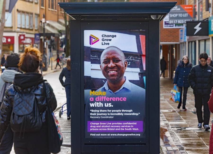 Change, Grow, Live digital bus stop advertising campaign