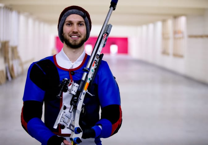 Tim poses on the range