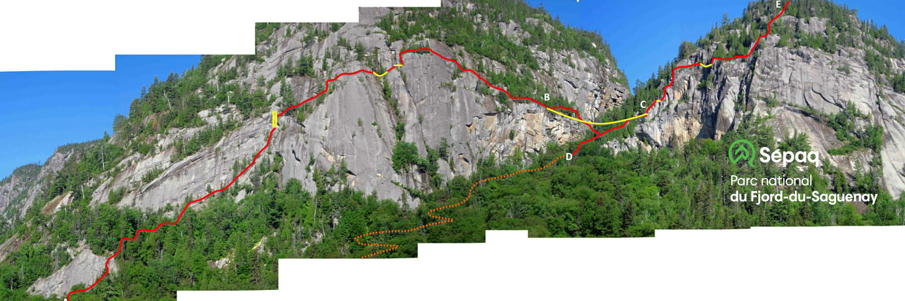 Plan du parcours de via ferrata Parc national du Fjord-du-Saguenay