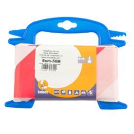 6383 - WAARSCHUWINGSBAND ROOD/WIT 80 mm - 50 M img