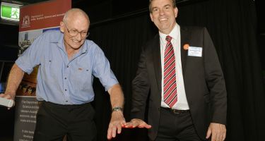 Pressing the button at Hall of Fame induction
.