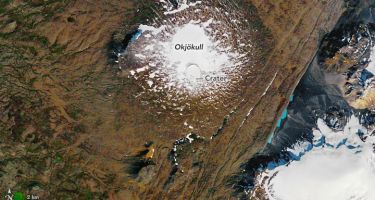 Okjokull in 1986 …
. Credit: NASA Earth Observatory