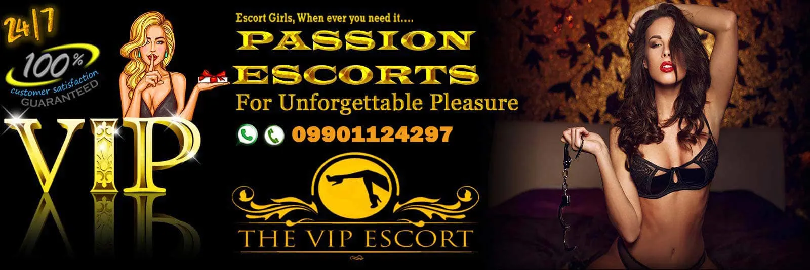 Passion Escorts Bangalore banner with The VIP Escort logo