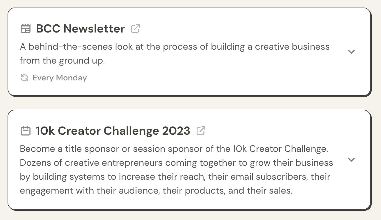 Example channel overview section in a creator's media kit