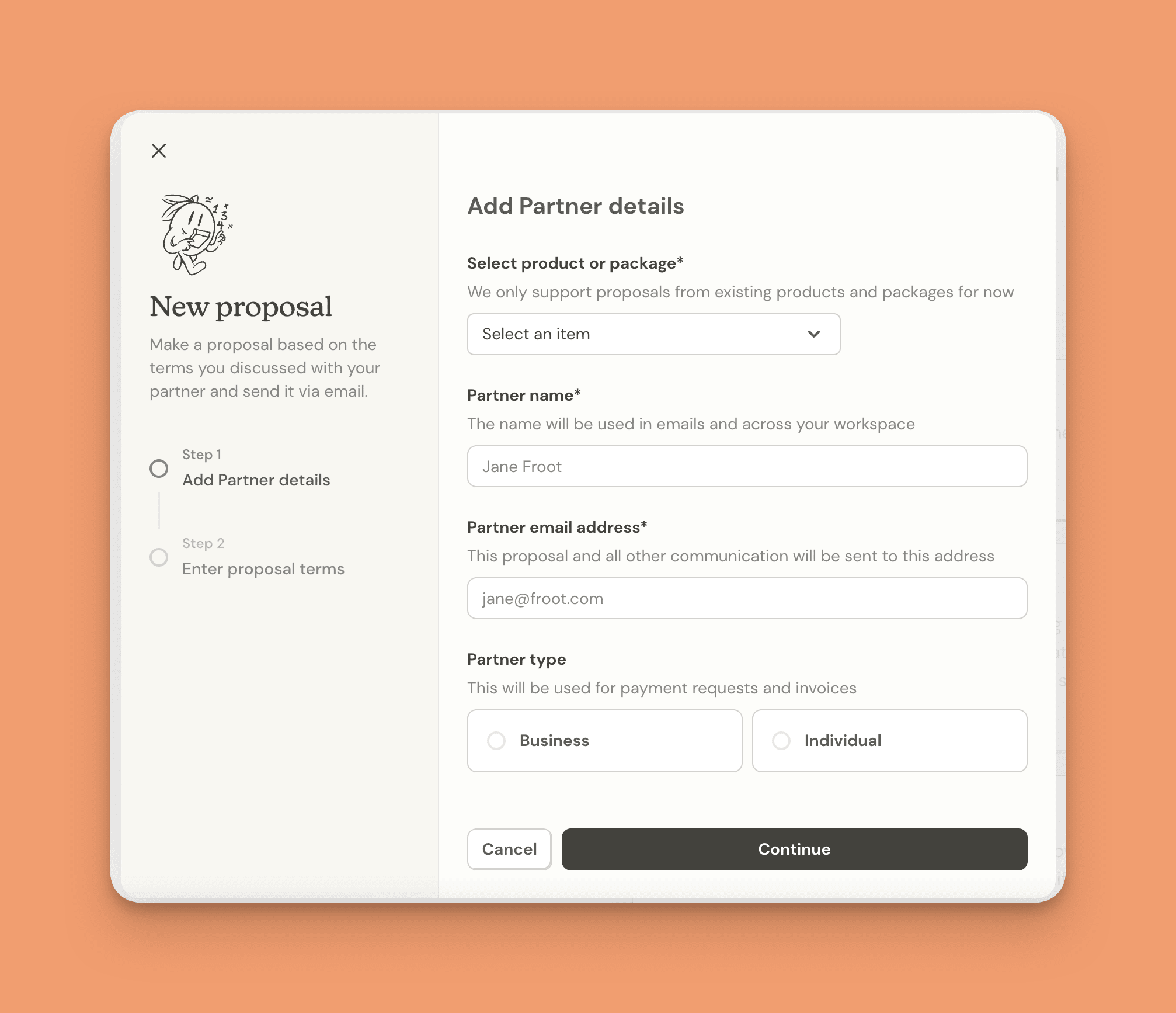 Passionfroot proposal screen for a brand partnership