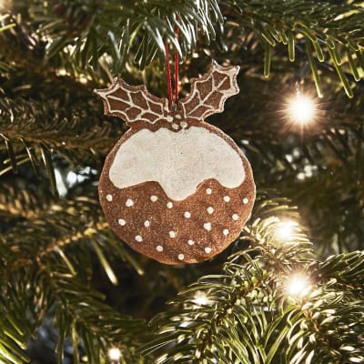 Hanging Christmas pudding bauble decoration