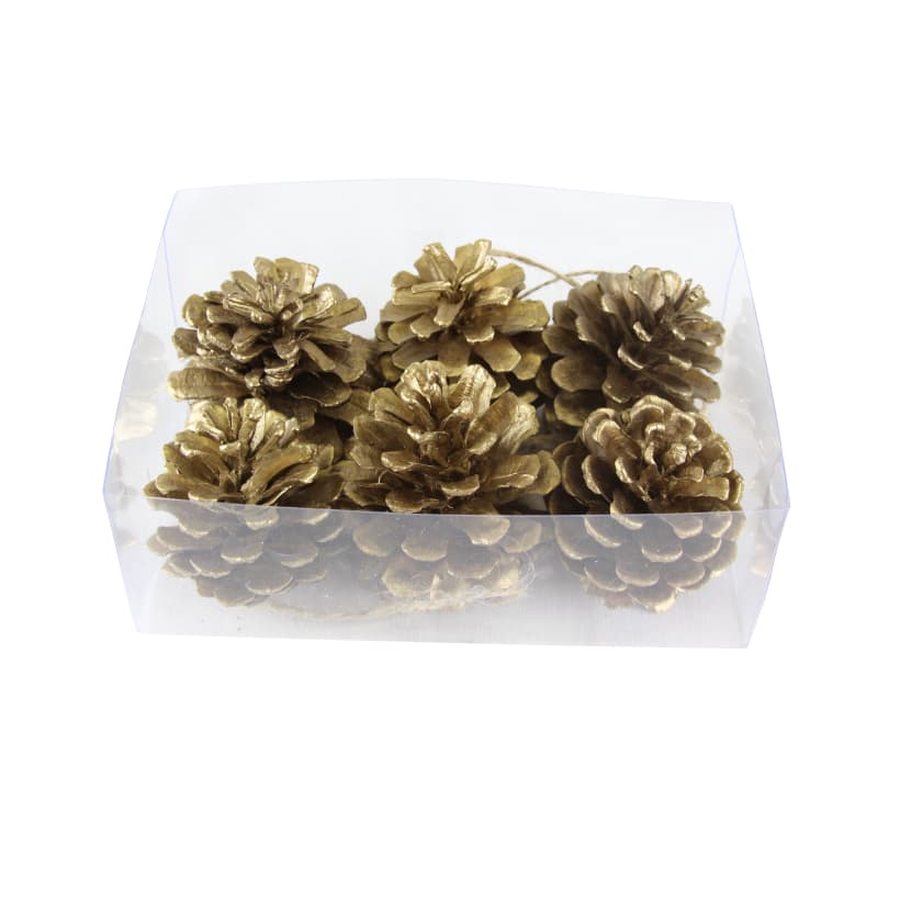 Gold hanging pine cone bauble Christmas decoration
