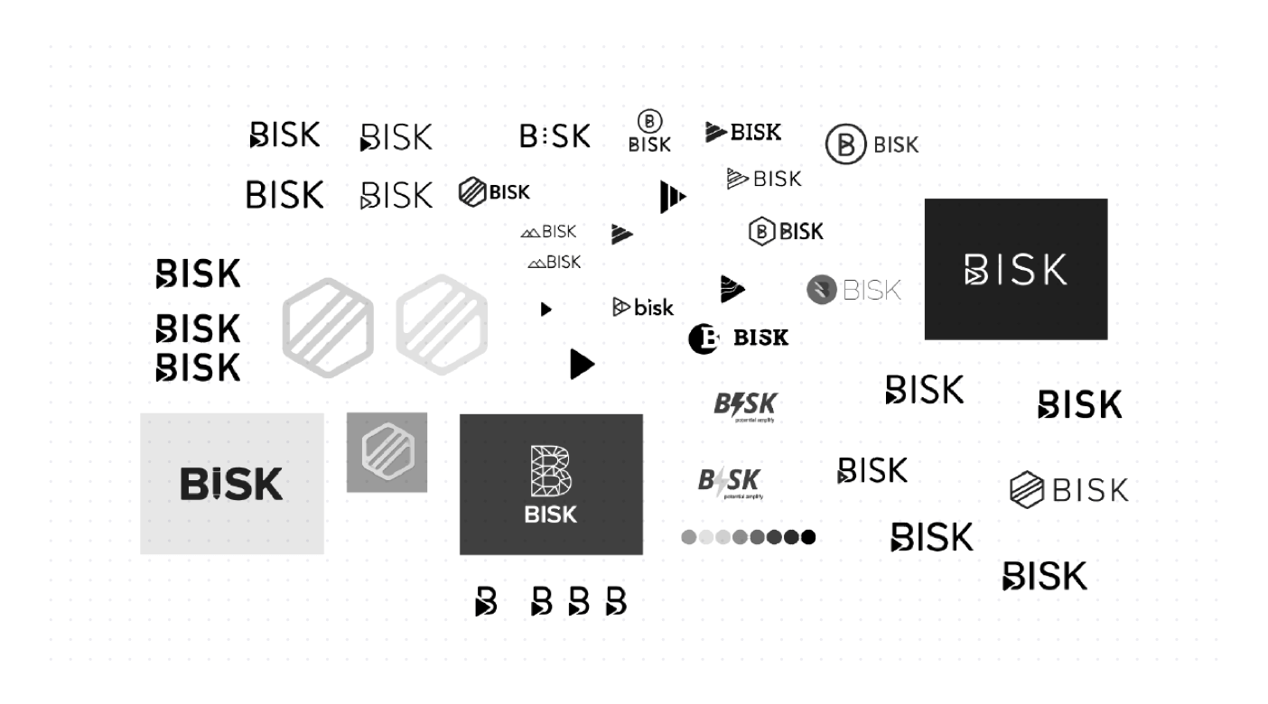 Bisk logo design sketches