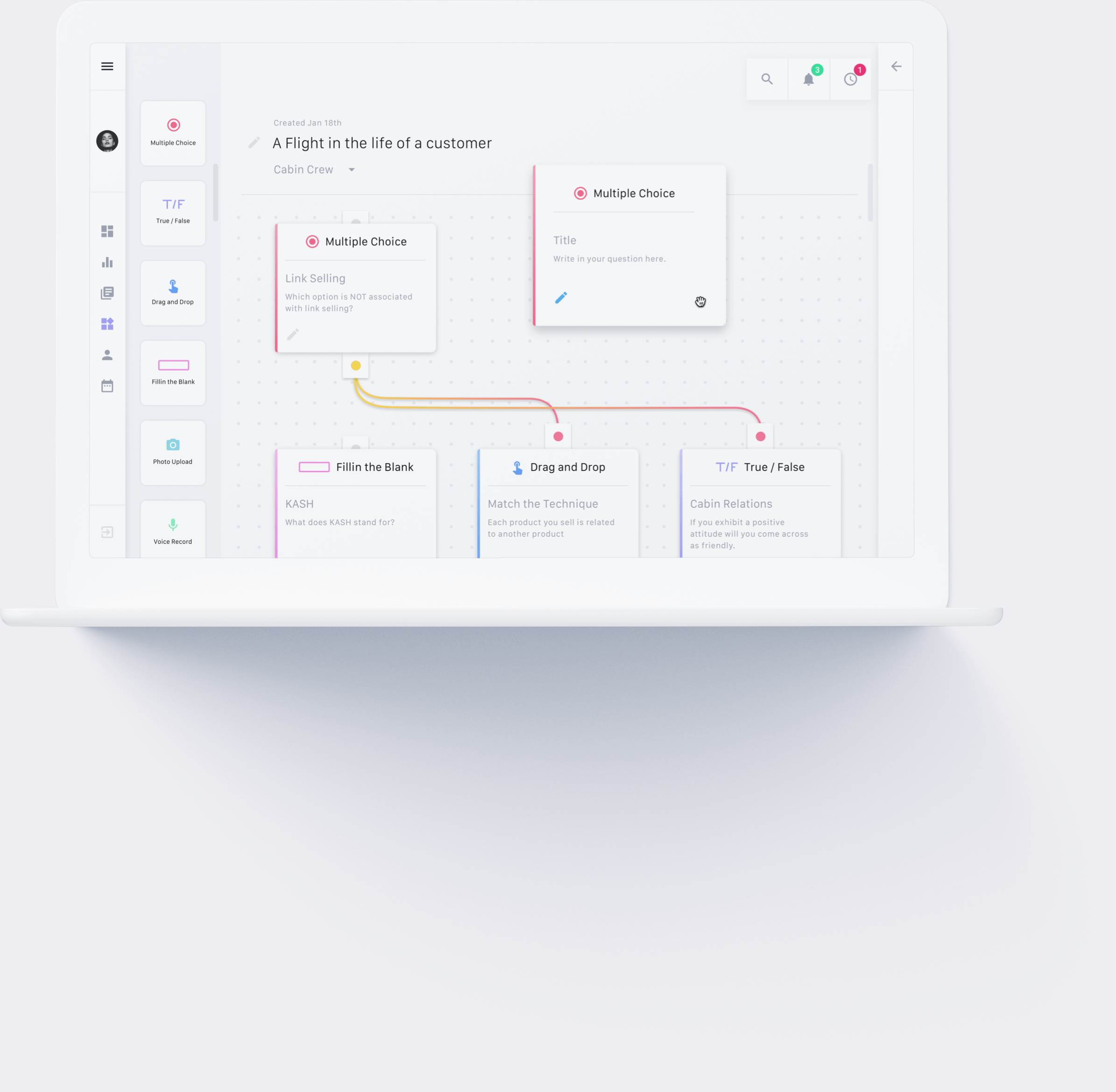 View of the course creation tool