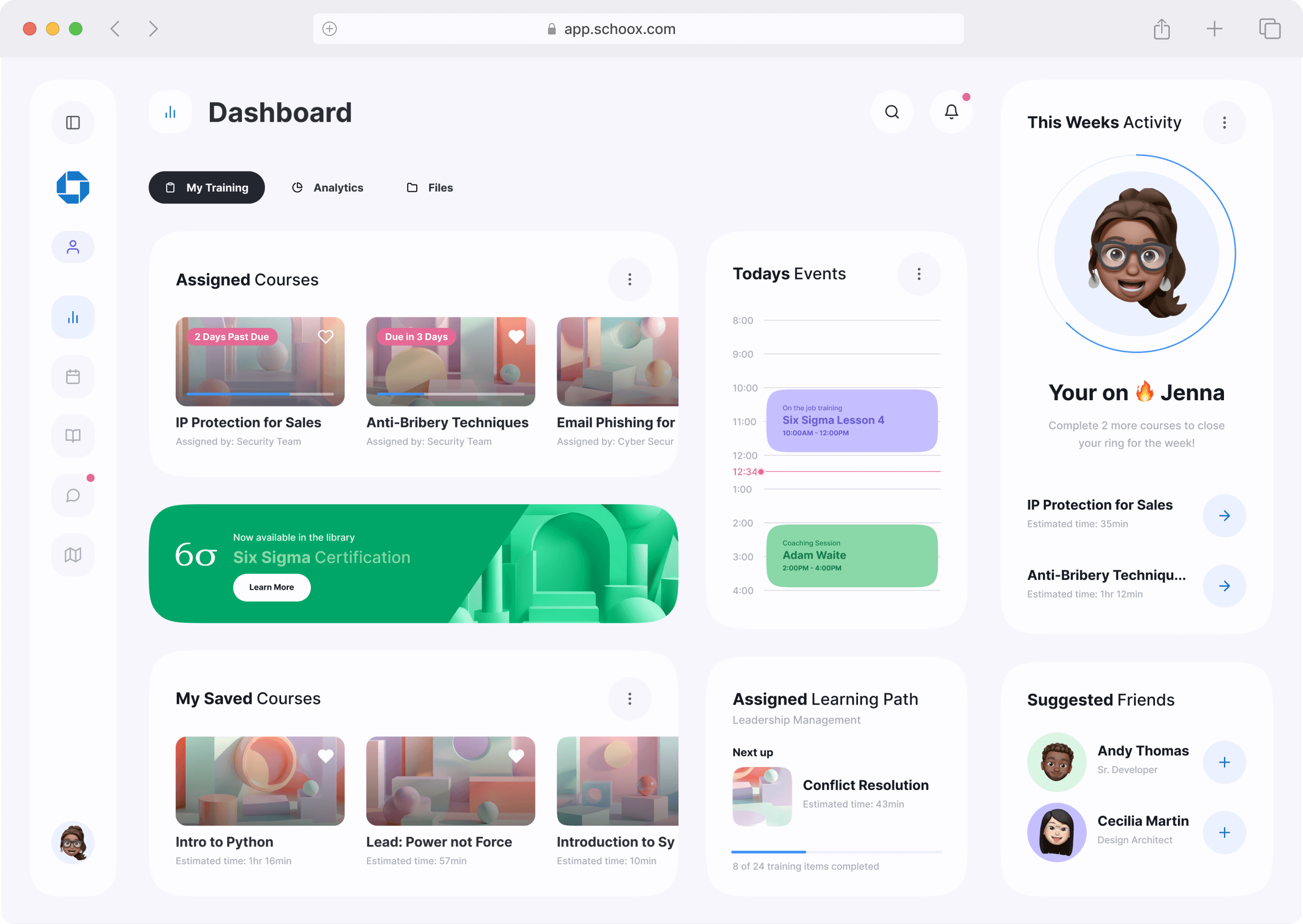 Example of the Schoox platform in dark theme