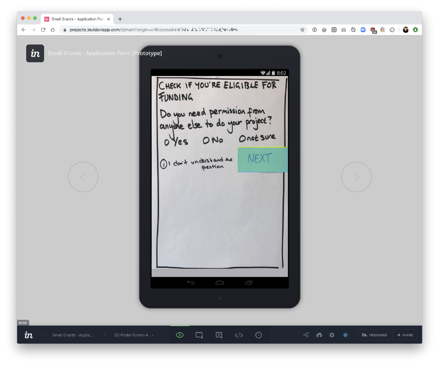 Screen shot of our paper sketches being used with Invision