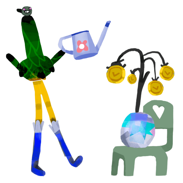 zahradník zalévá truhlík na zahradě Střelák