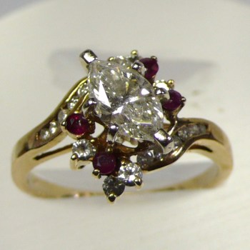 1 Carat Marquise Diamond Engagement Gold Ring SI Quality