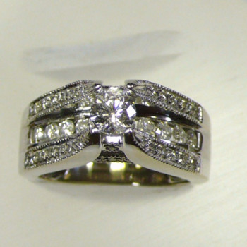 Sculptural Engagement/Wedding Ring with .85 Carats of Diamonds