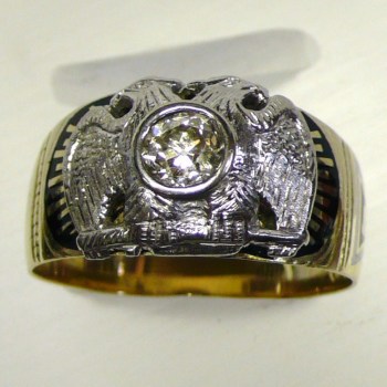 Vintage 32nd Degree Freemason Mans .50 Carat Diamond Gold Ring