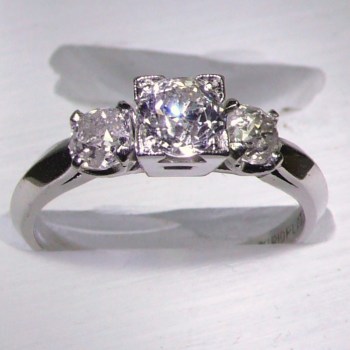 Antique Circa 1930's European Mine Cut Diamond Platinum Ladys Ring