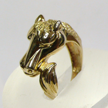 Mare Horse Head Design 14kt Yellow Gold Ring