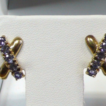 "X" Design Tanzanite Pair Earrings