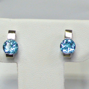 Round Topaz White Gold Modern Design Earrings