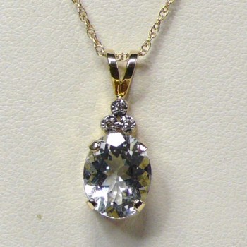 2.00 Carat Aquamarine and Diamond Pendant and Gold Chain