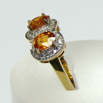 3-Stone Golden Beryl and Diamond Right Hand Ring