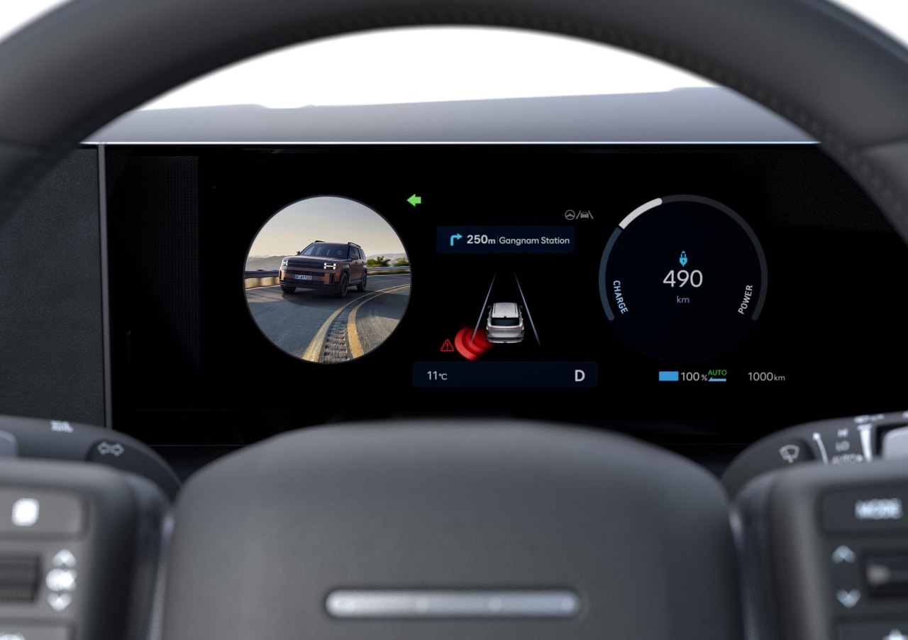 Cuadro de instrumentos digital del Hyundai SANTA FE con la cámara de ángulo muerto