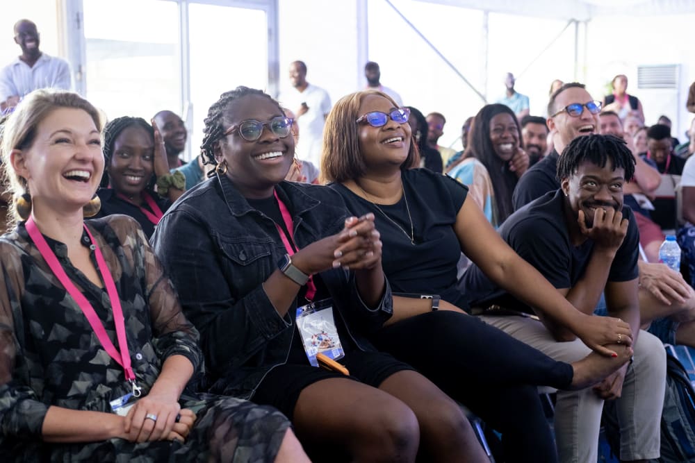 Stacks (Paystack employees) laughing at the 2023 Homecoming Offsite.