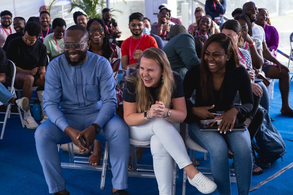 Stacks (Paystack employees) laughing uncontrollably at the 2023 Homecoming Offsite