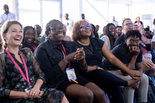Stacks (Paystack employees) laughing at the 2023 Homecoming Offsite.