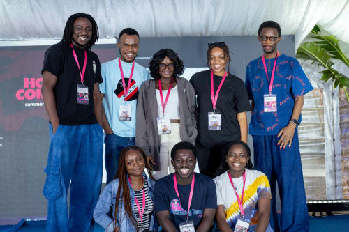 Future Stacks (Interns) and the organizers of the internship program—Head of Design, Opemipo Aikomo, and CTO, Ezra Olubi—at the 2023 Homecoming Offsite.