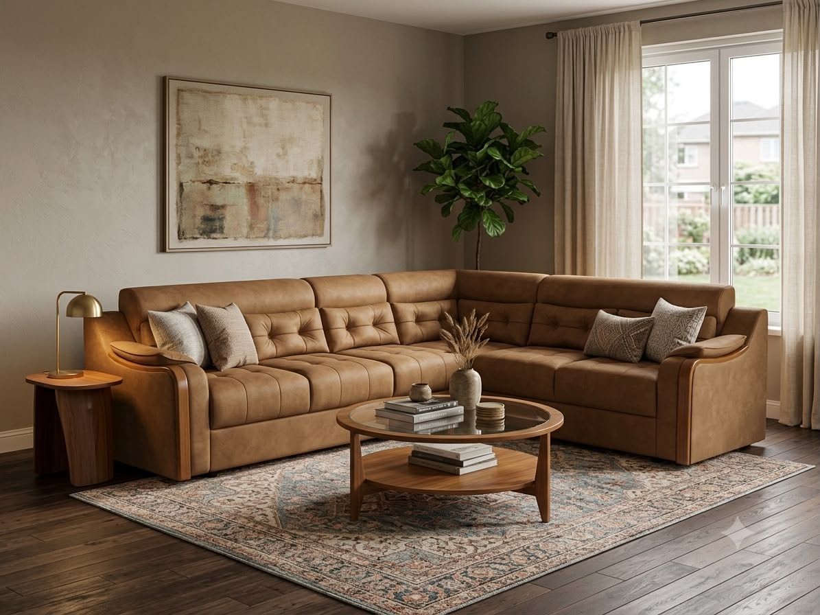 The Butterfly five-seater corner sofa in a styled living room
