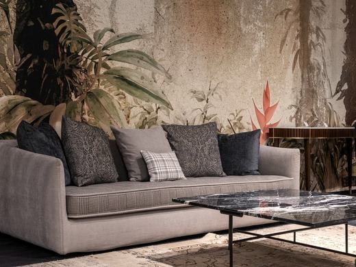 Three-seater fabric sofa in a living room