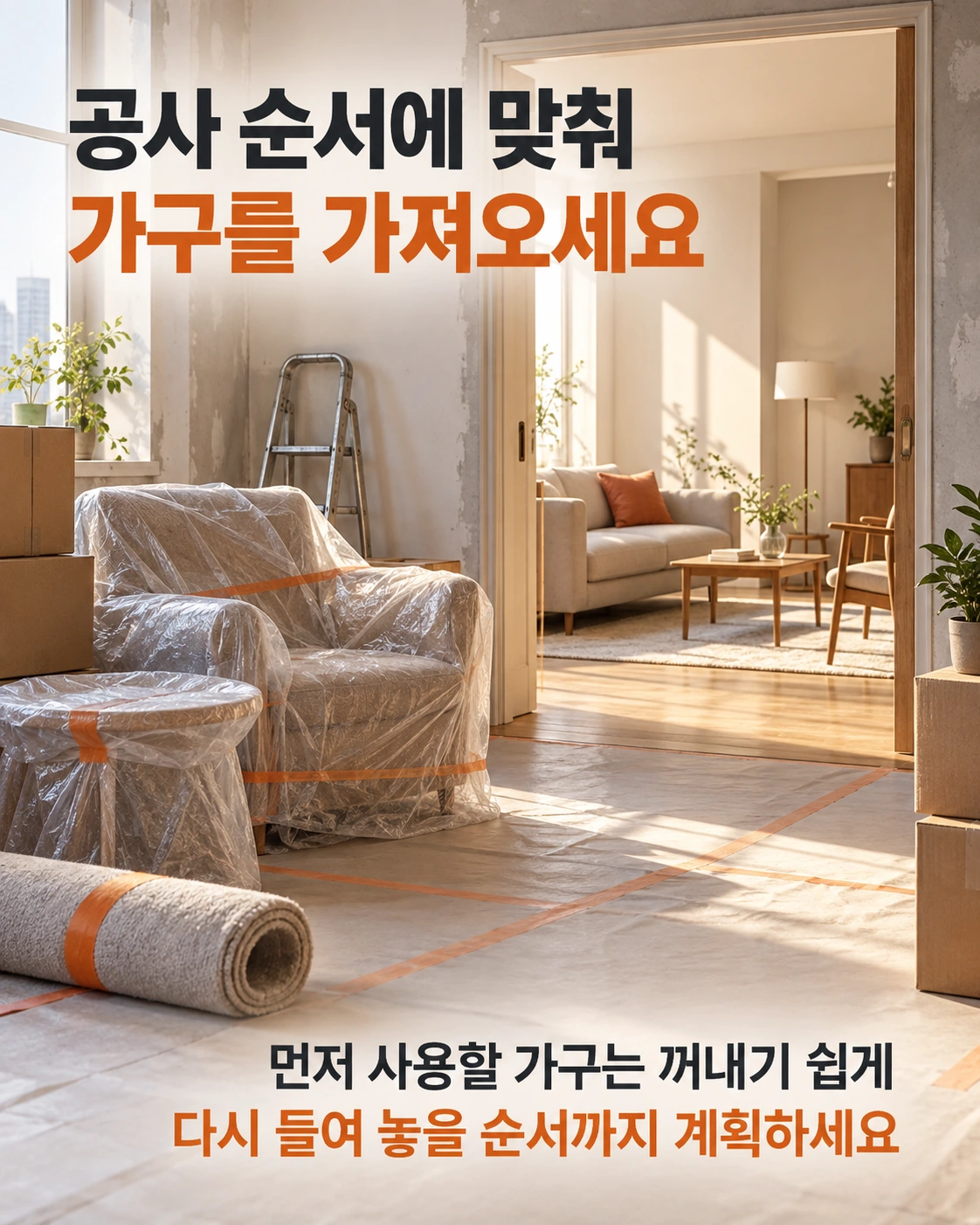 공사와 재배치 순서를 함께 계획하는 장면