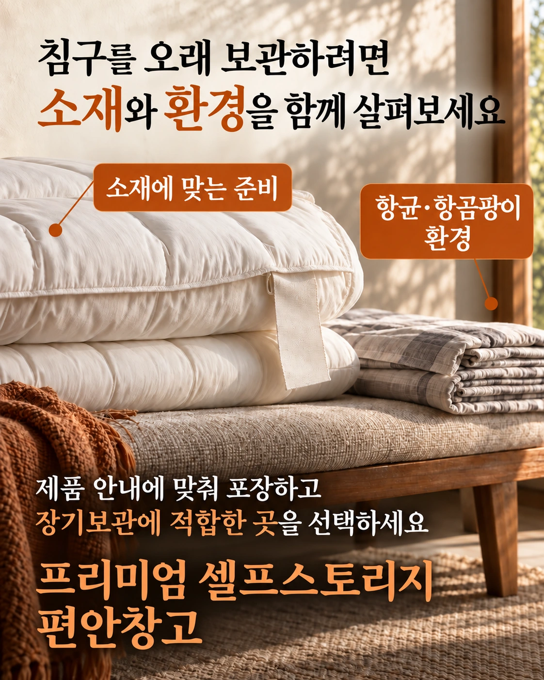 제품 안내에 맞춰 포장하고 장기보관에 적합한 곳을 선택하세요