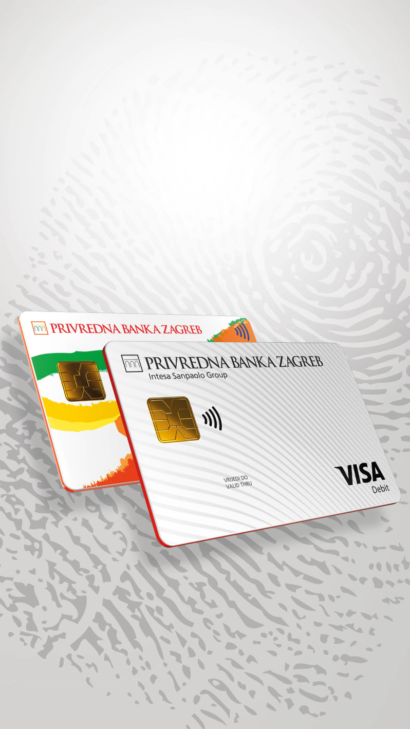 Stari i novi dizajn Visa Inspire kartice tekućeg računa u eurima.