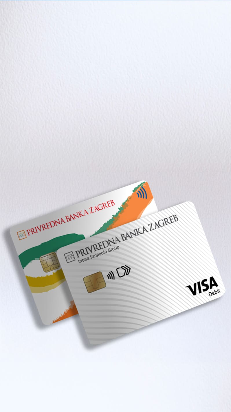 Stari i novi dizajn Visa Inspire kartice tekućeg računa u eurima.