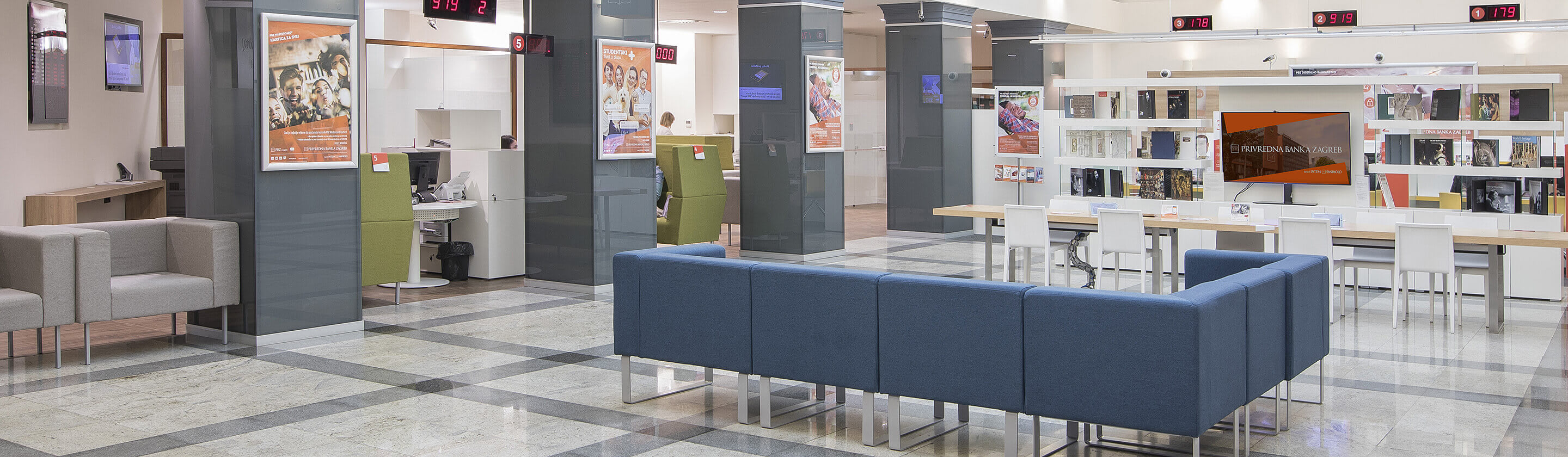Interior of Privredna banka Zagreb branch office
